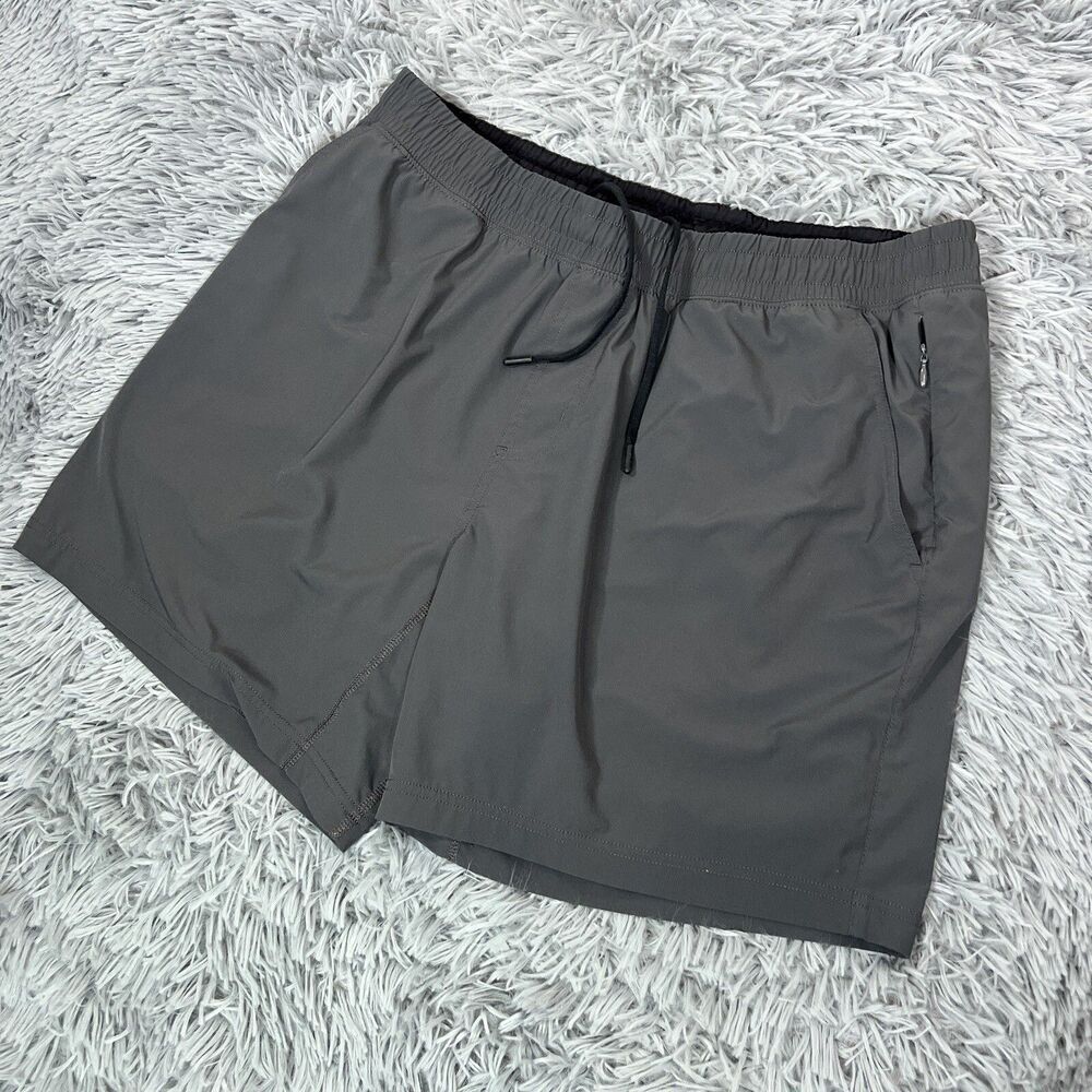 Rhone Shorts Mens Extra Large Gray Mako 6" Lined Performance Workout Zip Pocket